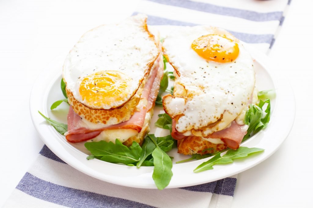 Croque Madame with egg, ham and cheese