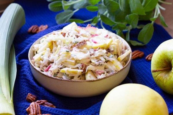 Leek slaw with radish and apple