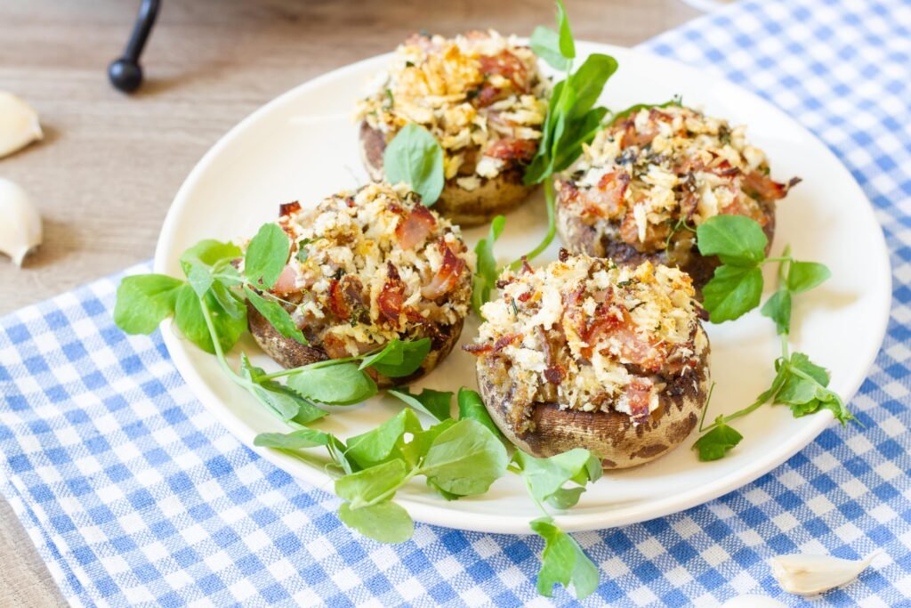 Mushrooms stuffed with ham recipe