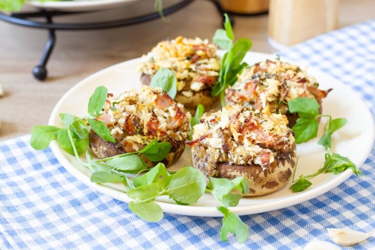 Mushrooms stuffed with ham recipe