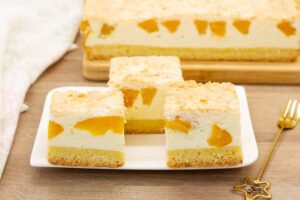 Cheesecake with peach and coconut recipe