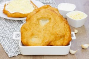 Lángos - recipe for Hungarian fried bread