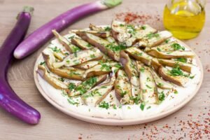 Recipe for tofu dip with baked eggplant
