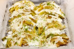 Baked young cabbage