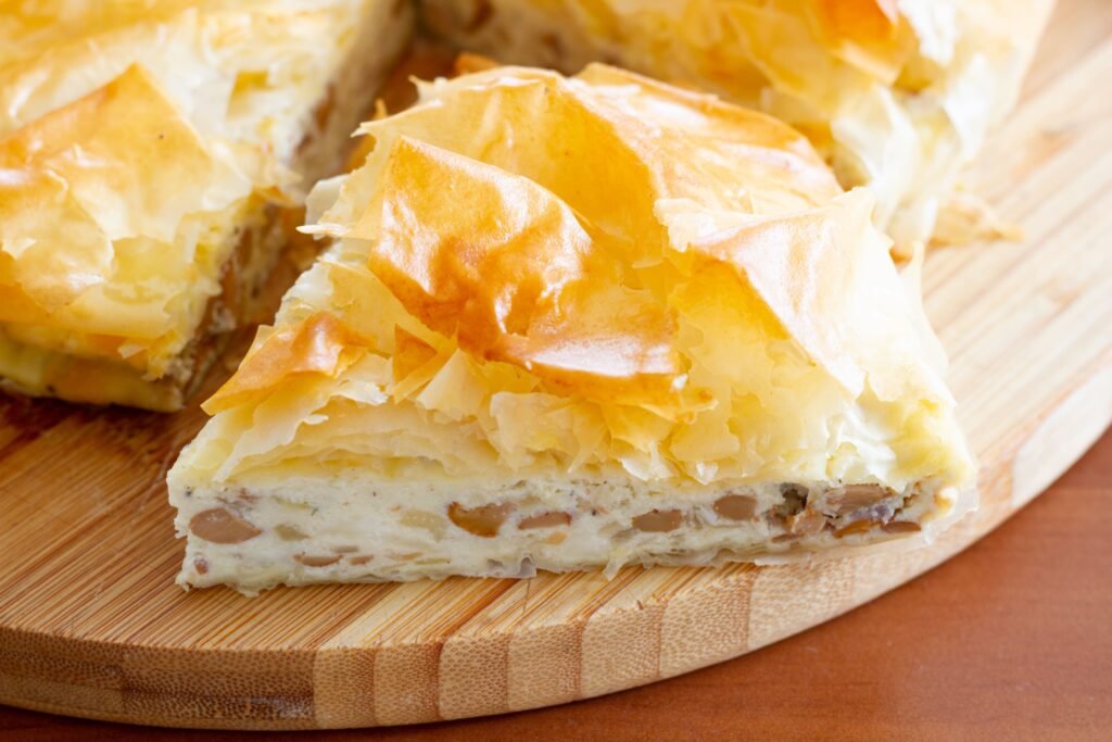 Recipe for filo tart with chanterelles